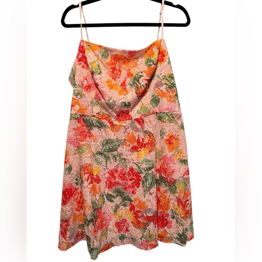 A109 DB Studio Floral Lace Fit Flare A line Dress Sz 18 Pink Spring - Picture 4 of 8